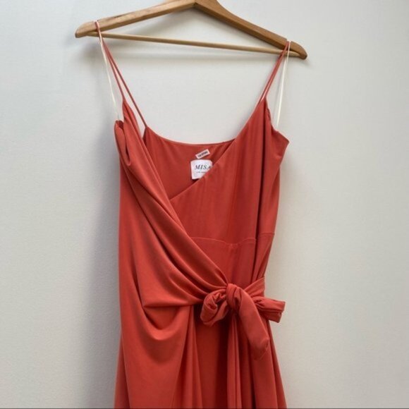 Misa Los Angeles Veronika Wrap Tie‎ Maxi Dress Neon Orange Women Size Small - Picture 7 of 8